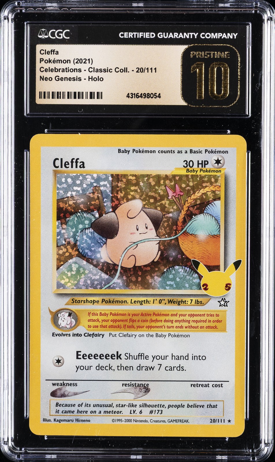 2021 POKEMON CELEBRATIONS - CLASSIC COLLECTION #20 CLEFFA CGC 10 PERFECT