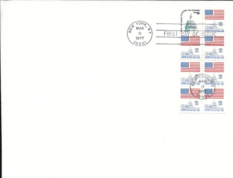FDCs 1977 booklet pane of 8, Scott #1623a (#1590 & #1523)