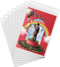100 Pack Acid-Free 5X7 Clear Plastic Sleeves Picture Sleeves Bags for 5X7 Mats