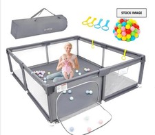 Play Yard with Storage Bag, 75"X51"" Gray