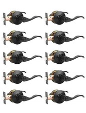 Mengico 10 Pack Door Handle with Lock,Black Door Lever,Door Lever Lock Privac...