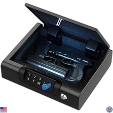 BILLCONCH Biometric Handgun Safe - 3-Way Unlock: Fingerprint, PIN & Key Lock Box