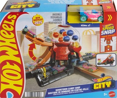 Hot Wheels City   Rennbahn Set Bubble Gum Shop mit Auto