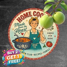 Cooking With Love Vintage Round Metal Sign Kitchen Wall Decor 8x8