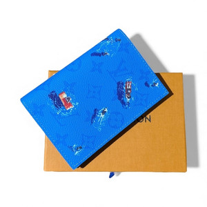 Louis Vuitton Blue Leather Passport Cover Wallet/Organizer w/ Card Slots