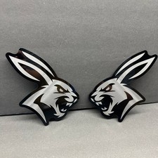 2x Engraved Angry Rabbit Fender Car Emblem - Multicolor Acrylic Car Badge