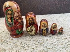 Matryoshka Nesting Dolls 5 Set Life of Jesus Christ Nativity Russian 7" SIGNED