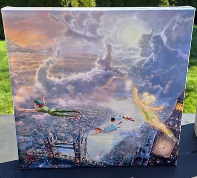Thomas Kinkade Disney Peter Pan Neverland Gallery Wrapped Canvas 14×14 COA