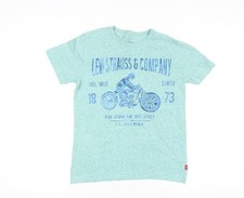 Levi's Boys Green Graphic Motorcycle Cotton Blend T-Shirt 8-10 Years