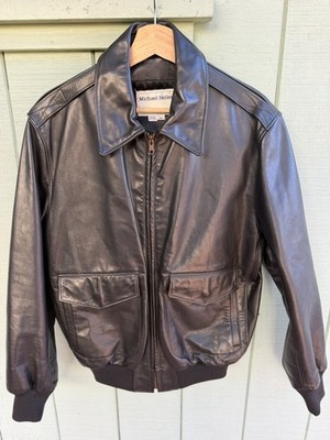 michael Heller leather jacket bomber vintage USA made Black Sz 40