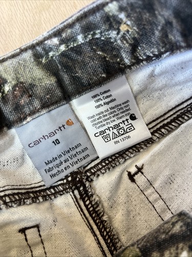 Carhartt Mossy Oak Boys Camo Carpenter Duck Canvas Pants Sz 10 - Picture 5 of 8