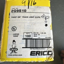 100 Erico Caddy 2G9S10 Twist On Track Light Clip with PAL Nut Nvent 9/16 T-bar