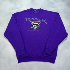 Vintage 90s Florida Crewneck Sweatshirt Size XL Purple Dolphin Made in USA
