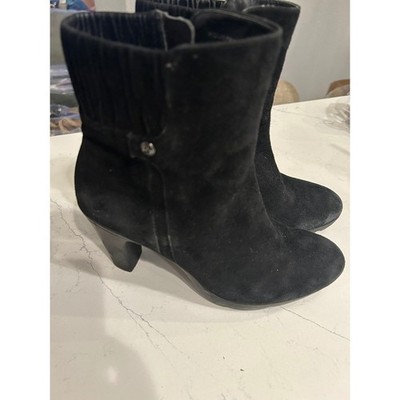 Blondo Black Suede Aqua Protect Ankle Boots Side Zip Block Heel Women's 7.5M