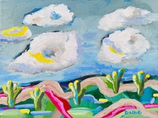 Jeri Dube Original Painting Abstract Impressionism Collectible Cactus Landscape