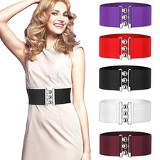 Enzo Elasticated Belts Womens Ladies Casual Stretch Wide Waist Buckle Dress Belt
