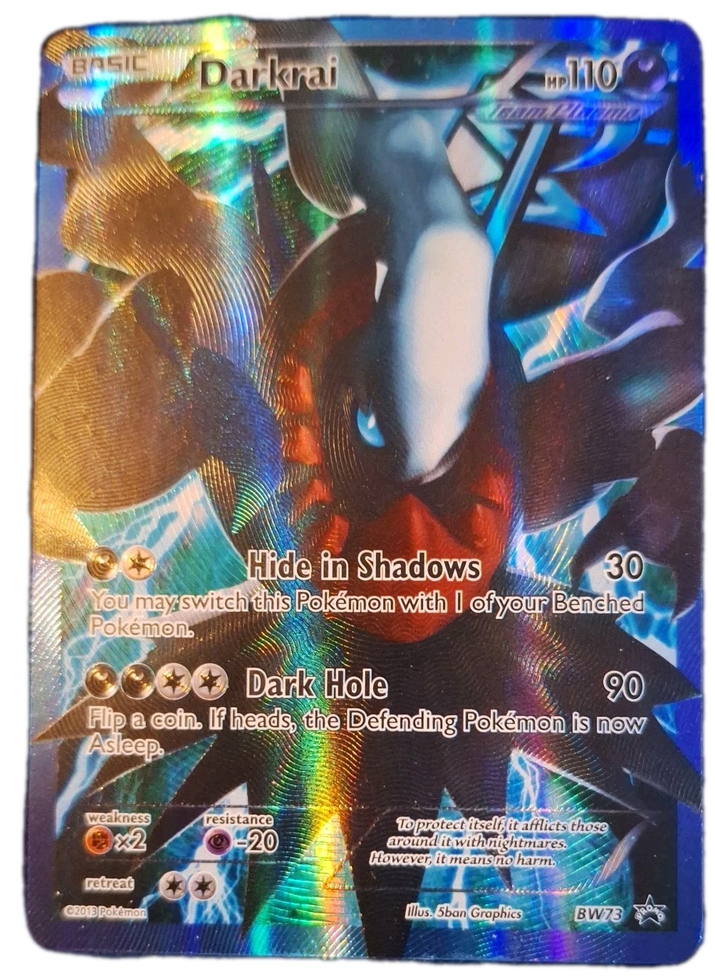 Darkrai BW73. 2011. Team Plasma. FULL HOLO ART NEW NON USED  CARD. MINT CARD . 