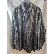 ARROW Mens 2XL Heritage Twill Green Button Down Long Sleeve Shirt XXL 18/18.5