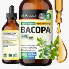 "BIO KRAUTER Bacopa Monnieri Supplement Liquid - Brain Support Brahmi - Alcoho..
