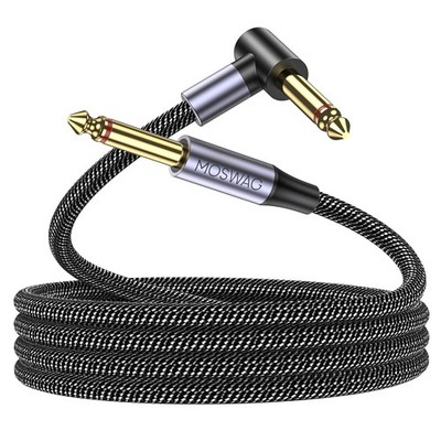MOSWAG 6,35mm Gitarrenkabel 5m Gerade Rechtwinklig Instrumentenkabel Bass AMP