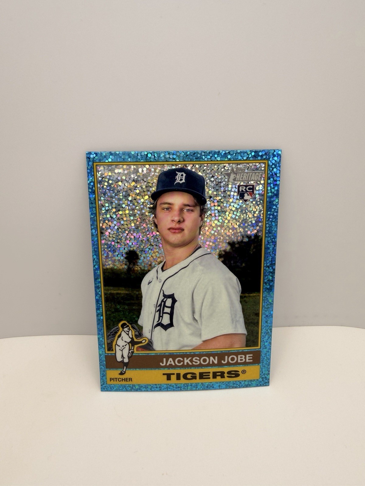 2025 Topps Heritage - Jackson Jobe #389 Chrome Light Blue Sparkle Refractor (RC)