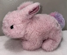 FAO Swartz Plush Pink Bunny Rabbit 8 Inch Purple Tail