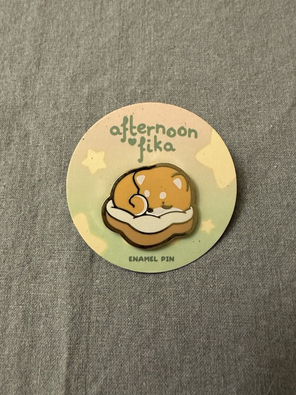 Afternoon Fika Sleeping Shiba Enamel Pin Sold Out Limited Edition Afternoonfika
