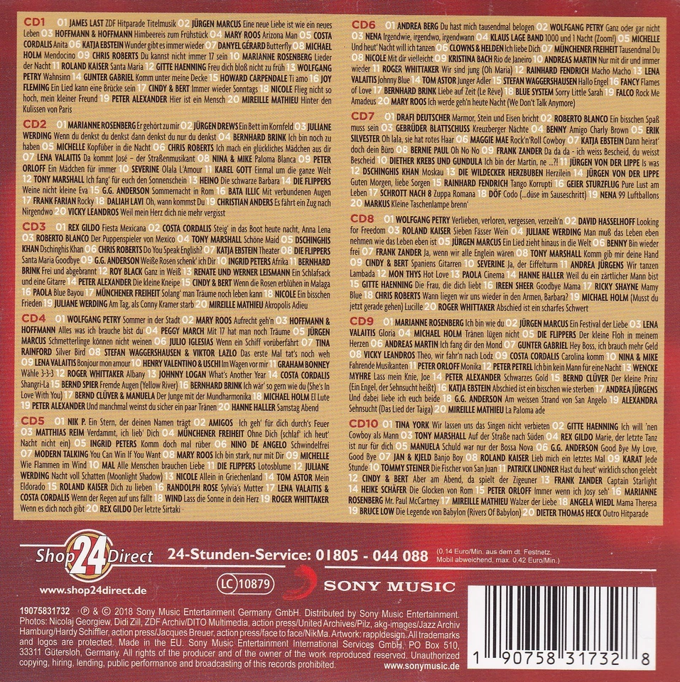 50 Jahre ZDF HITPARADE - DAS BESTE - 10 CD -In Erinnerung an Dieter Thomas Heck - Bild 2 von 2