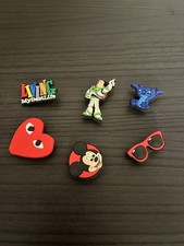 Lot 6 Crocs Jibbitz Charms Disney Mickey Buzz Lightyear Stitch Heart Sunglasses