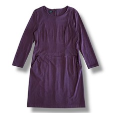 Talbots Plum Sheath Dress Size 14 Long Sleeve Stretch Knit Classic Workwear