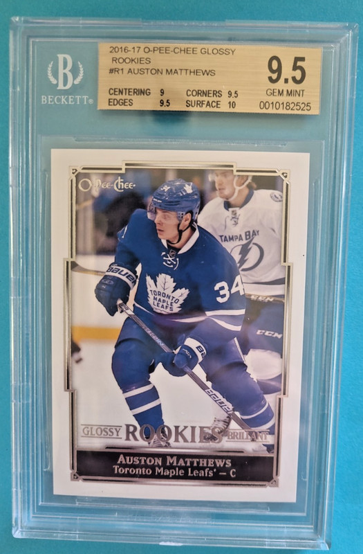 2016-17 Auston Matthews OPC O-PEE-CHEE R-1 Glossy Rookies RC BGS 9.5 w/10 GEM MT