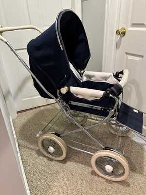 Vintage Emmaljunga Pram Carriage Baby Stroller Buggy & Bassinet SWEDEN Blue