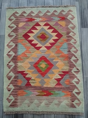 Klassischer handgefertigter afghanischer/türkischer Kelim Teppich, Azteken Wolle Vorleger, Größe 109x79 CM