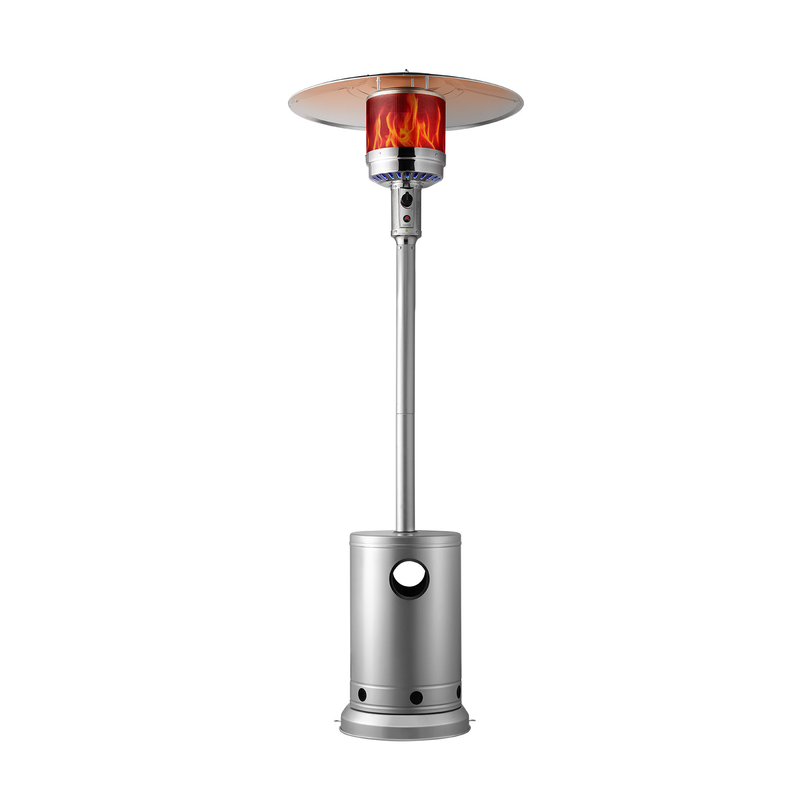 50000btu Tall Hammered W/round Table Outdoor Silver