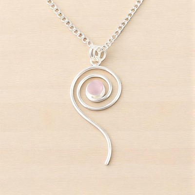 Pink Cat's Eye Gemstone 925 Stamp Silver Handmade Jewelry Pendant Gift For Women