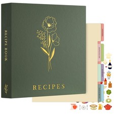 Recipe Binder 8.5x11 3 Ring Kit, Waterproof Organizer Binder with 60 Plastic Sle