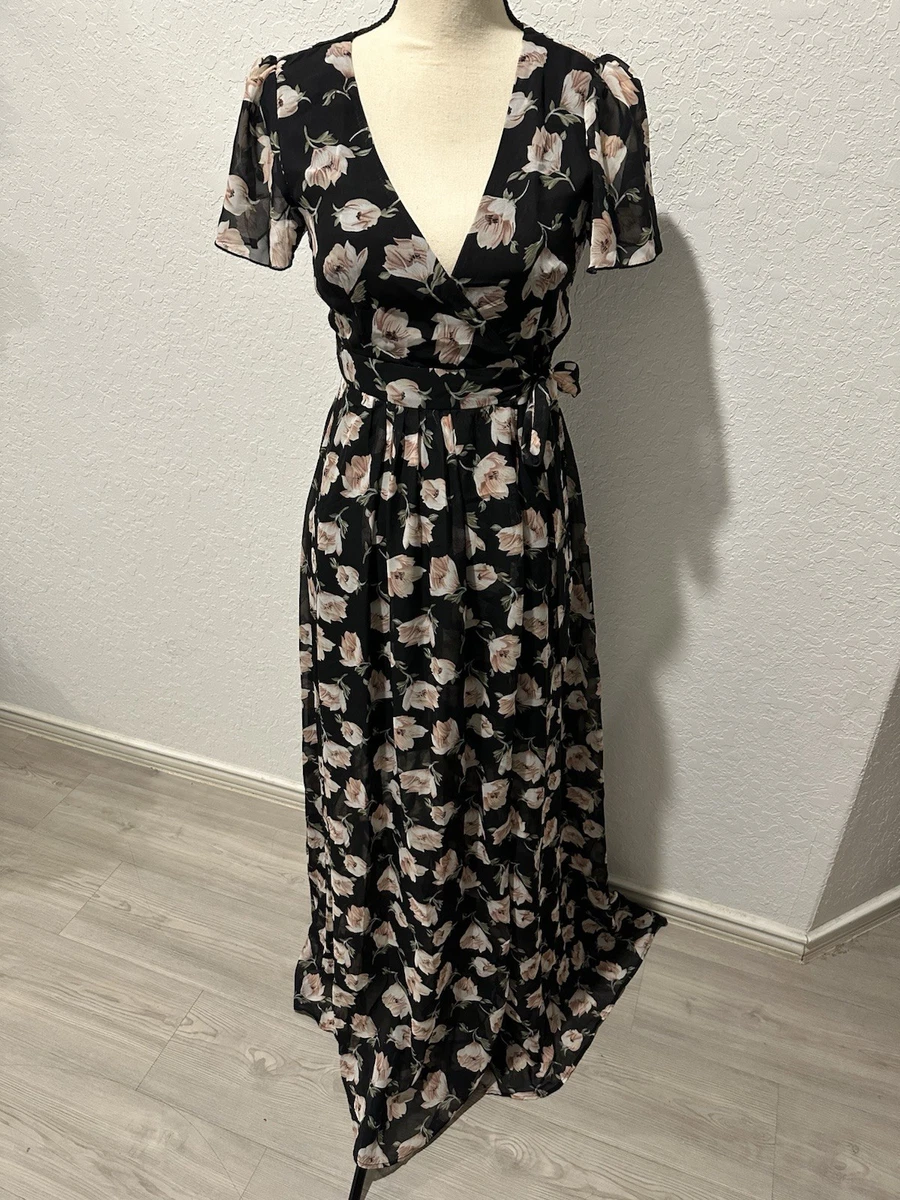 flutter sleeve maxi wrap dress Taylor Satin Crinkle Maxi Dress, Green / 6