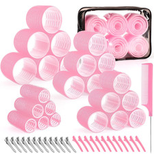 Self-Grip Hair Rollers Set - 50 Pcs, 4 Sizes 25Mm, 36Mm, 48Mm, 60Mm , Pink
