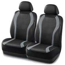 Leather Car Seat Covers, Premium Automotive Waterproof Bucket Two Front Gray