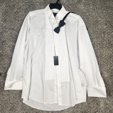 Daniel Gray Tuxedo Shirt Mens 18 34/35 White French Cuff Pleated W/ Bow Tie 