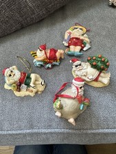 Lot Of 6 Beach Santa  s Coastal Christmas Ornaments Santa Surfing, Sun Bathing