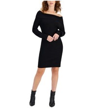 Hippie Rose Womens Long Off-Shoulder Dress, black, L