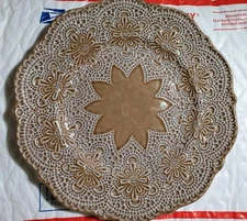Original ARTE ITALICA Merletto Salad Plate 8" Lace Italy Rare Tan Color Dish