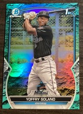 2023 Bowman Chrome Yoffry Solano 1st Aqua Lunar Crater Refractor /125 Marlins