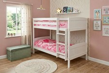 2ft6 Shorty 3ft Single Bunk Bed Wooden Frame in Pine White Split into 2 Beds