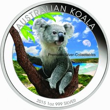 2015 Australia Koala!  1 Ounce Pure Silver .9999 Colorized Series Coins!!