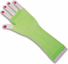 1980s Groupie Cindy Lauper Disco Green Womens Costume Fishnet Fingerless Gloves