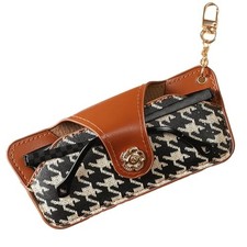 kytasryl Soft Leather Sunglasses Bag,Travel Sunglass Yellow-brown white-plaid