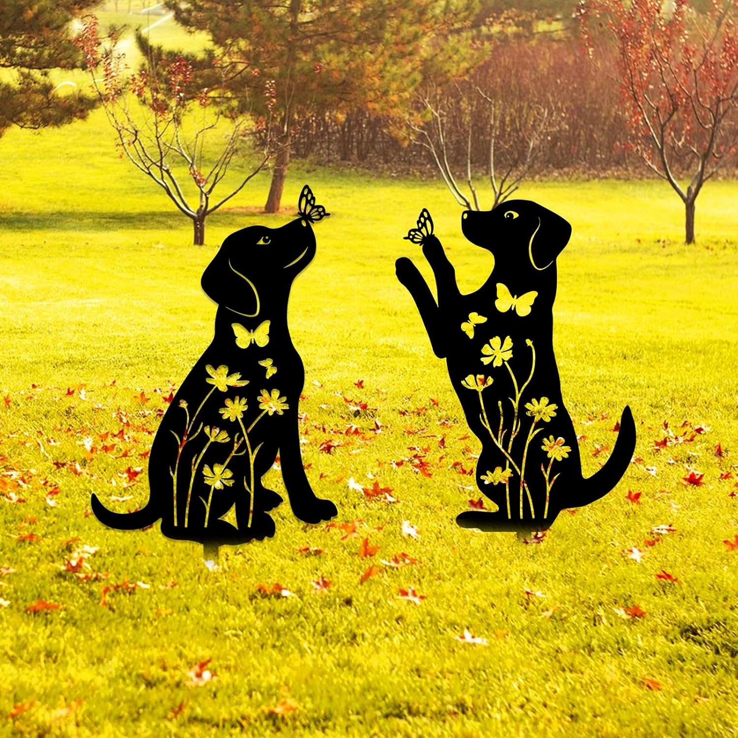 Peeking Retriever Fence Topper Black Metal Pet Dog Art Silhouette Garden Decor