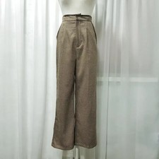 Vintage High-Waist Houndstooth Office Wide Pants Women S